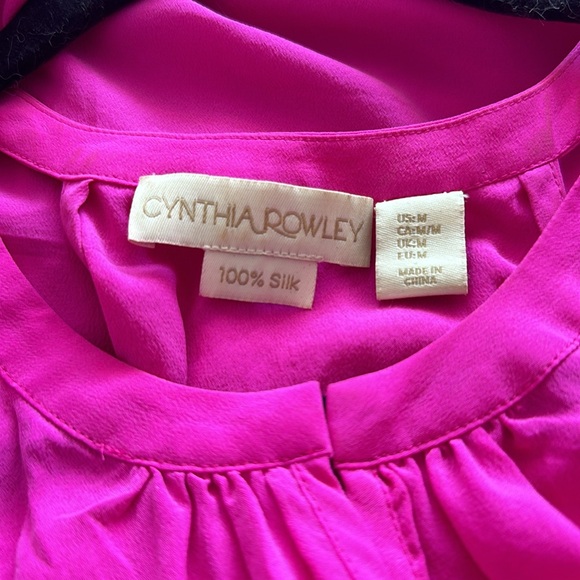 CYNTHIA ROWLEY 100%SILK Fuschia Halter Tank KeyHole Front - Picture 10 of 10